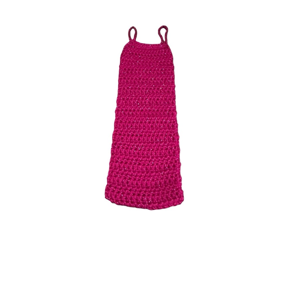 NEW handmade crochet hanging toilet paper roll holder holds 2-3 rolls pink